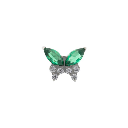 Titanový piercing Papilio marquise, zelený kamínek