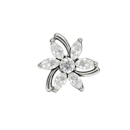 Titanový piercing Flora spirala, bílý kamínek